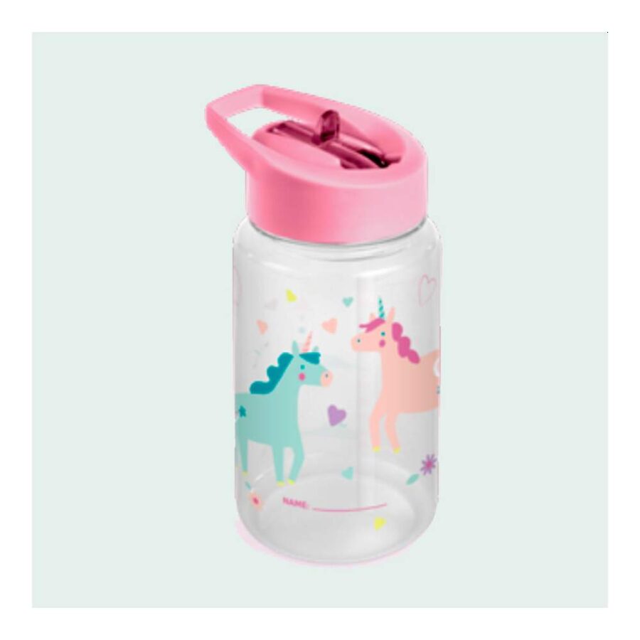 Botella Tritan Pajita Unicornios
