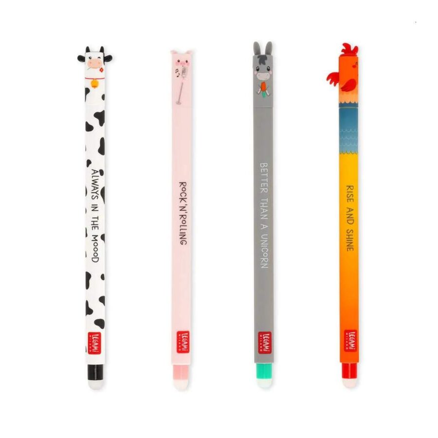 Set De 4 Bolígrafos De Gel Borrables - Granja